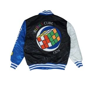 Rubiks Cube Retro Bomber Jacket  Headgear Classics Mens Large NWT